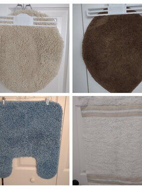 Bathroom Mats & Toilet Lids Covers Various Colors LOT OF 4